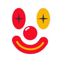 Funny Clown Face with Red and Yellow Eyes, Nose and Smile for Party Fun vector