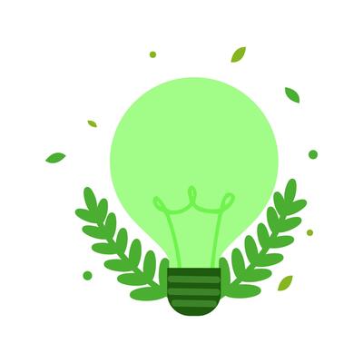 Bright Green Light Bulb Surrounded by Lush Green Leaves for Eco Ideas