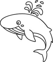 A Simple Nursery Whale Cartoon Outline vector