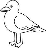 Simple seagull standing outline drawing vector
