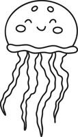 Simple drawing of jellyfish outline vector