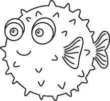 Simple drawing of pufferfish outline vector