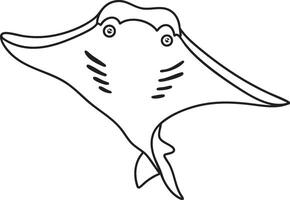Hand drawn illustration of a stingray outline vector