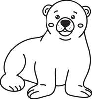 Simple illustration of a polar bear cartoon outline vector