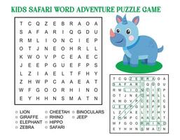 Kids Safari Word Adventure Puzzle Game vector