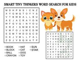 Smart Tiny Thinkers Word Search for Kids vector