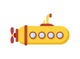 A yellow submarine with red windows and a red nose vector