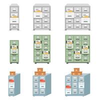 File cabinet set illustration vector