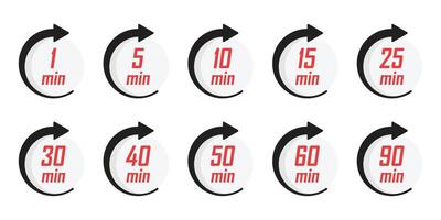 A set of arrows with different times on them vector
