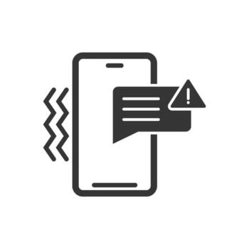 An icon of a phone with a message on it vector