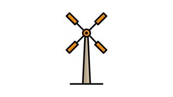Windmill animated icon. animated icon related to traditional source of power on farms. alpha channel, transparent background video
