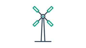 Windmill animated icon. alpha channel, transparent background video