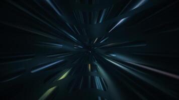 Futuristic background with a vortex of exploding energy beams, particles and flares. High speed light beams effect. This dark stylish animation is suitable for gaming and technology projects. video