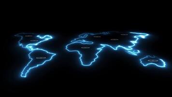 World map with global network connection animation Isolated on Black Background video