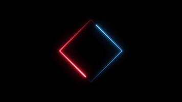 Neon line rectangle frame animation Isolated on Black Background video