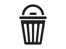 Simple black and white trash can icon. vector