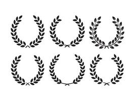 Six Laurel Wreath Icons in Different Styles vector