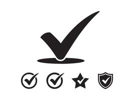 This image features a collection of black checkmark icons on a white background. vector