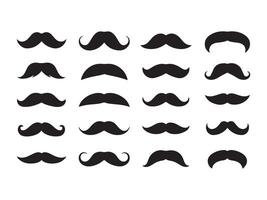 A set of diverse mustache silhouettes in various styles. vector