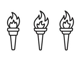 Simple Black Line Art of Three Olympic Torches vector