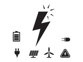Collection of Energy Icons with Lightning Bolt vector