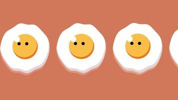 A parade of happy fried eggs creates a delightful scene with light colors and cartoon charm video