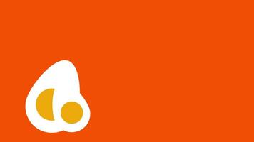 Egg shapes rise like peaks over an orange backdrop, forming a stylized mountain-inspired food graphic video