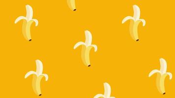 A group of animated bananas joyfully float across a vibrant yellow background, creating a fun and playful fruity scene video