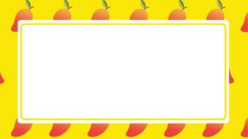 Mango slices border a blank white space in a yellow-orange frame, ideal for highlighting content with tropical fruit charm. video