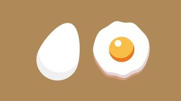 A cracked egg reveals its yolk beside a whole one on a warm-toned background, emphasizing contrast and design video