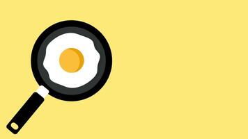 A magnifying glass highlights a single egg, drawing focus to breakfast simplicity in a cheerful graphic scene video