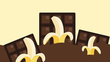 Sliced bananas rest atop melting chocolate squares, creating a mouth-watering and visually rich dessert-inspired composition video