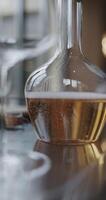 Decanter for sparkling wine on the table, Champagne tasting, Wine glasses, reflections, rose wine video