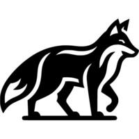 Tattoo of cunning hunter fox goes tracking down his prey in monochrome. Engraving minimalistic image in black ink drawing on white background vector