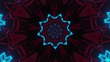 Red and black abstract background with star design. Kaleidoscope VJ loop video