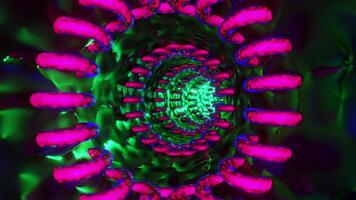 Purple objects in a round tunnel. Looped animation video
