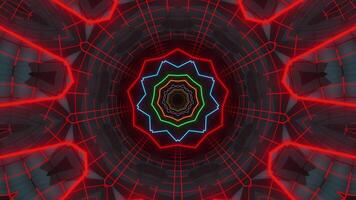 Colorful abstract background with circular design in the center. Kaleidoscope VJ loop video