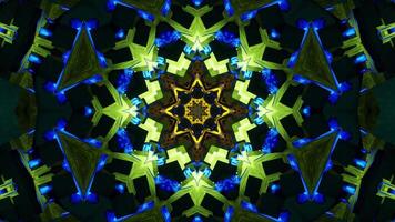 Very colorful star shaped object. Kaleidoscope VJ loop video