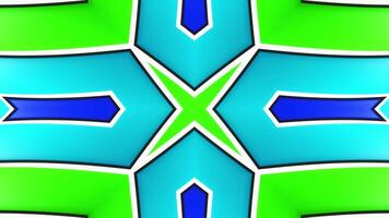 Blue and green abstract design with star in the center. Kaleidoscope VJ loop video