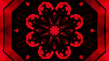 Red and black abstract design with black background. Kaleidoscope VJ loop video