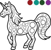 Printable Unicorn Coloring Page with Dotted Pattern vector