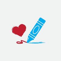 Kids color marcer hand drawn heart vector