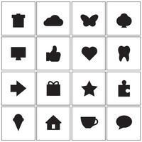 a set of black icons on a white background vector