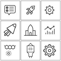 a set of icons that include a rocket, vector