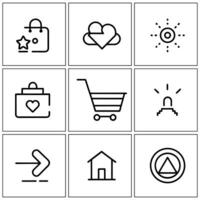 a set of icons that include shopping cart, shopping bag, and other items vector
