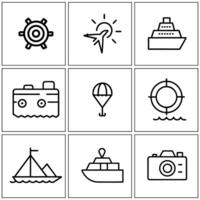 a set of icons depicting various types of travel vector
