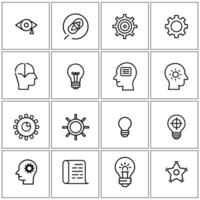 creative set of icons that include a light bulb, a brain, and other items vector