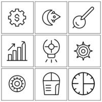 a set of icons that include a clock on a white background vector