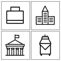 four icons of buildings and other objects vector