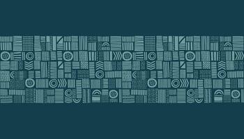 Abstract seamless gorizontal geometric pattern. African ethnic dark background. vector